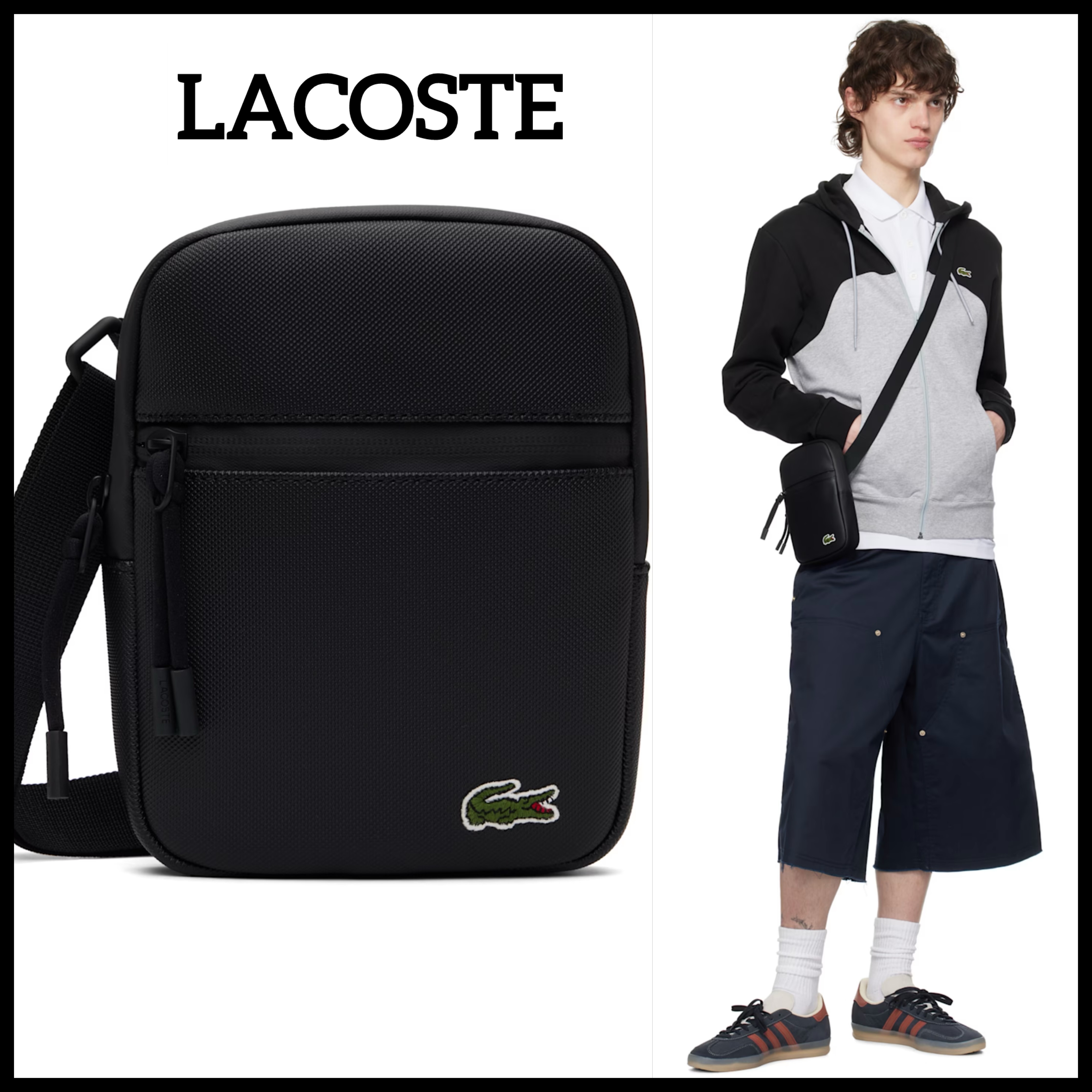 【LACOSTE】ブラック スモール Slimline バッグ
