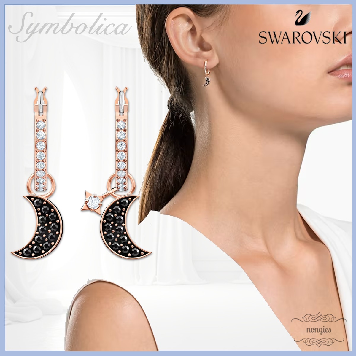 ★SWAROVSKI★Symbolica ムーン 星 パヴェ クリスタル ピアス