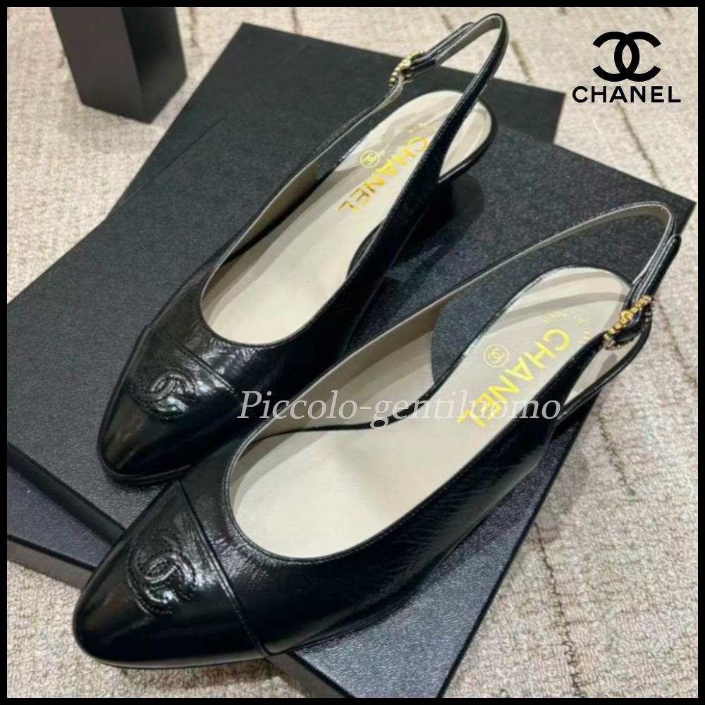 ★足元を華やかに【 CHANEL 】スリングバック シューズ スリングバック シューズ - ゴートスキン & グログラン