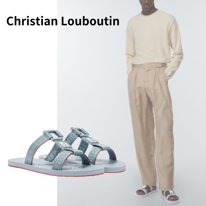 【Christian Louboutin】サーフ ジャカード サンダル ブルー