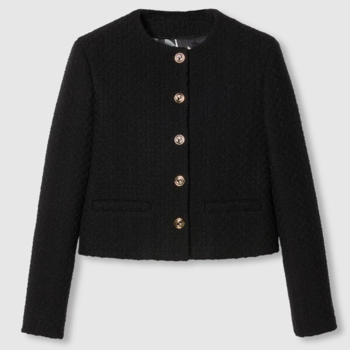 GUCCI《チェック ツイード ジャケット》ブラック DHL発送 直営店