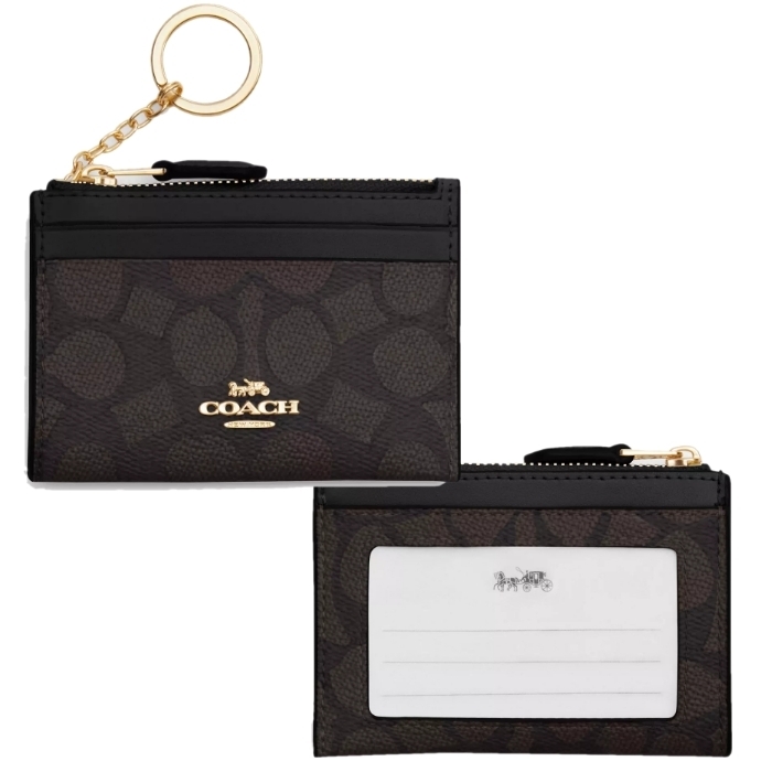COACH ミニ スキニー ID ケース シグネチャー キャンバス グレー