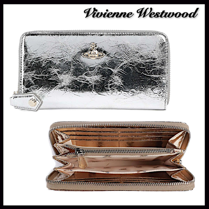 Vivienne Westwood】メタリック Orb ロゴ ジップ 長財布 2色