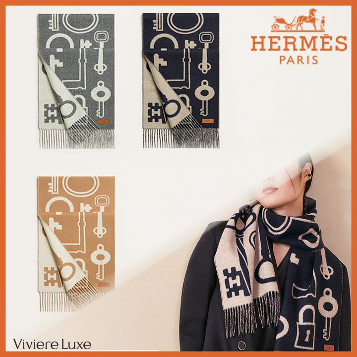 *上品で暖かな逸品* HERMES カザックキー カシミヤマフラー