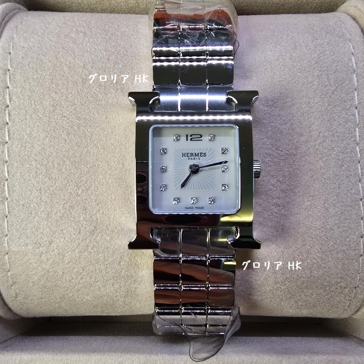 【HERMES】 腕時計 《Hウォッチ》 PM 25 mm ダイヤモンド11個