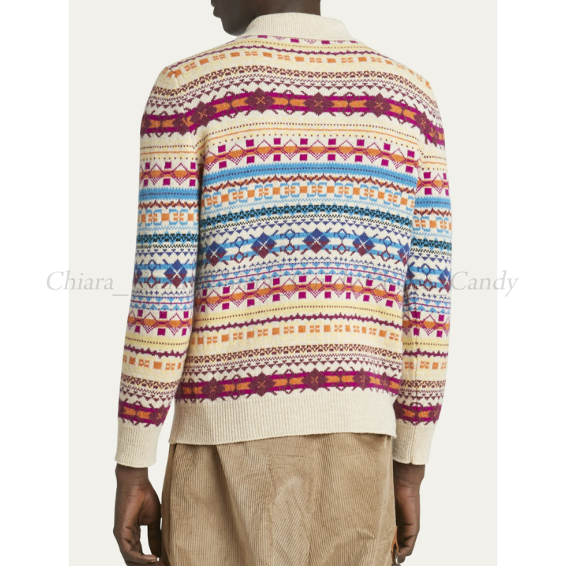 【24AW NEW】LOEWE_men / ウール フェアアイル ポロセーター 24AW NEW】LOEWE_men / ウール フェアアイル ポロセーター