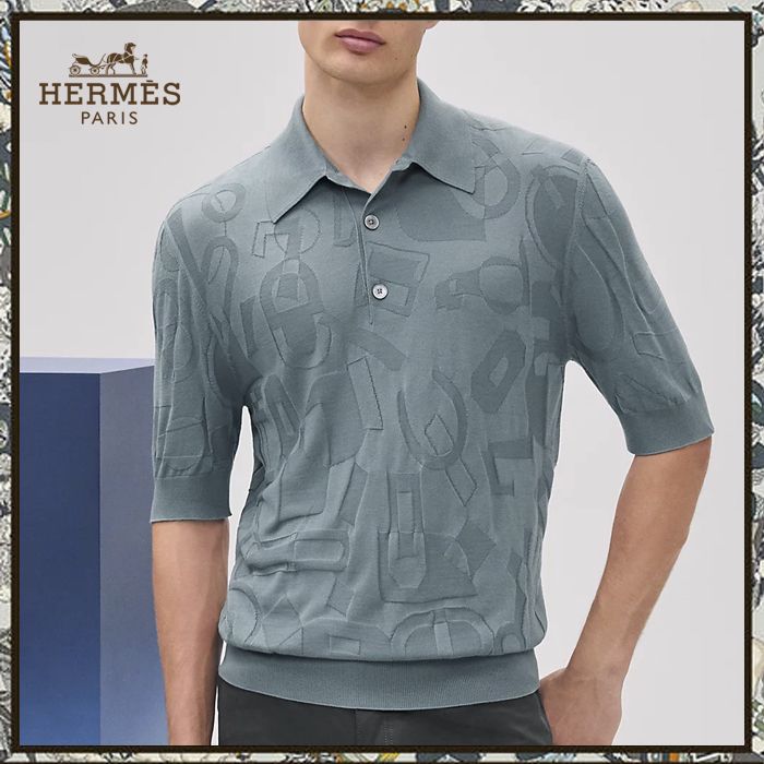 HERMES 25SS ポロシャツ《Fragments Equestres》ウール DHL 直営