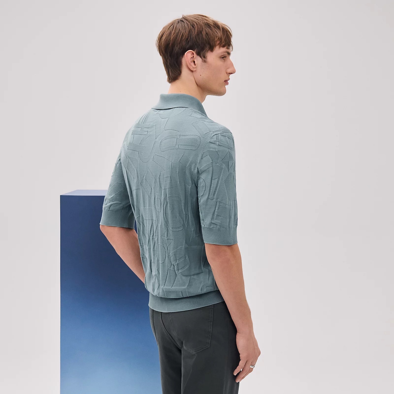 HERMES 25SS ポロシャツ《Fragments Equestres》ウール DHL 直営
