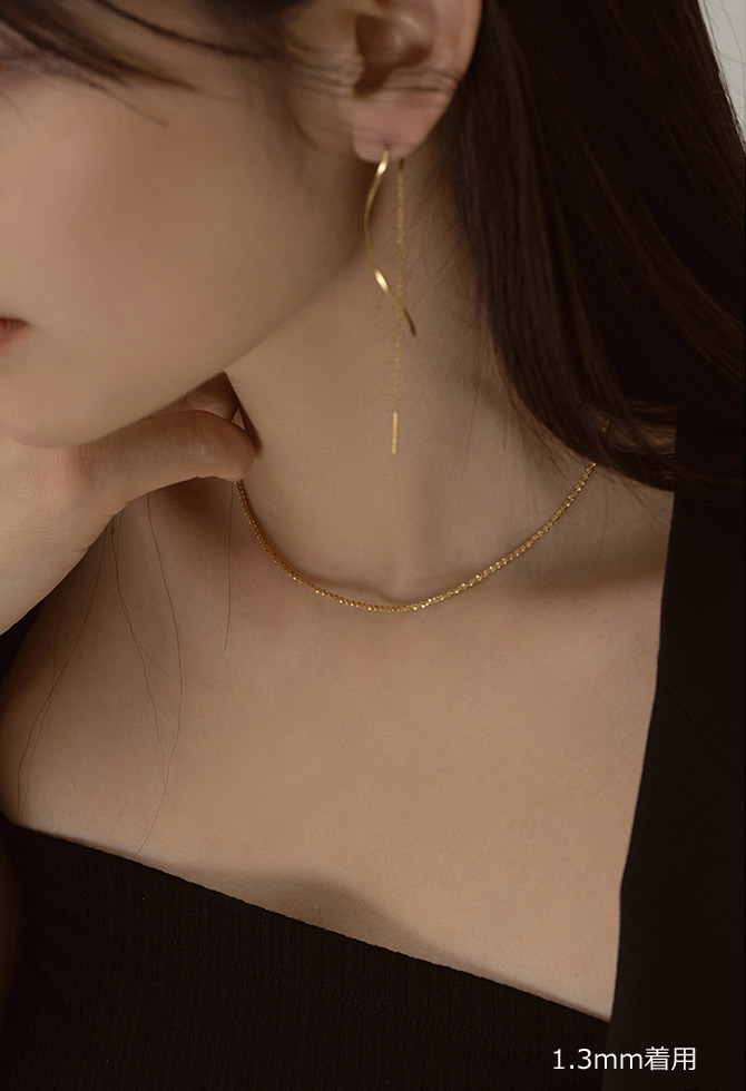【wing bling】14KGP TRICE チェーンチョーカーネックレス 1.3mm