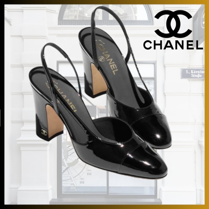 【25P 美しい艶感 /黒】CHANEL スリングバッグ 9cmヒール