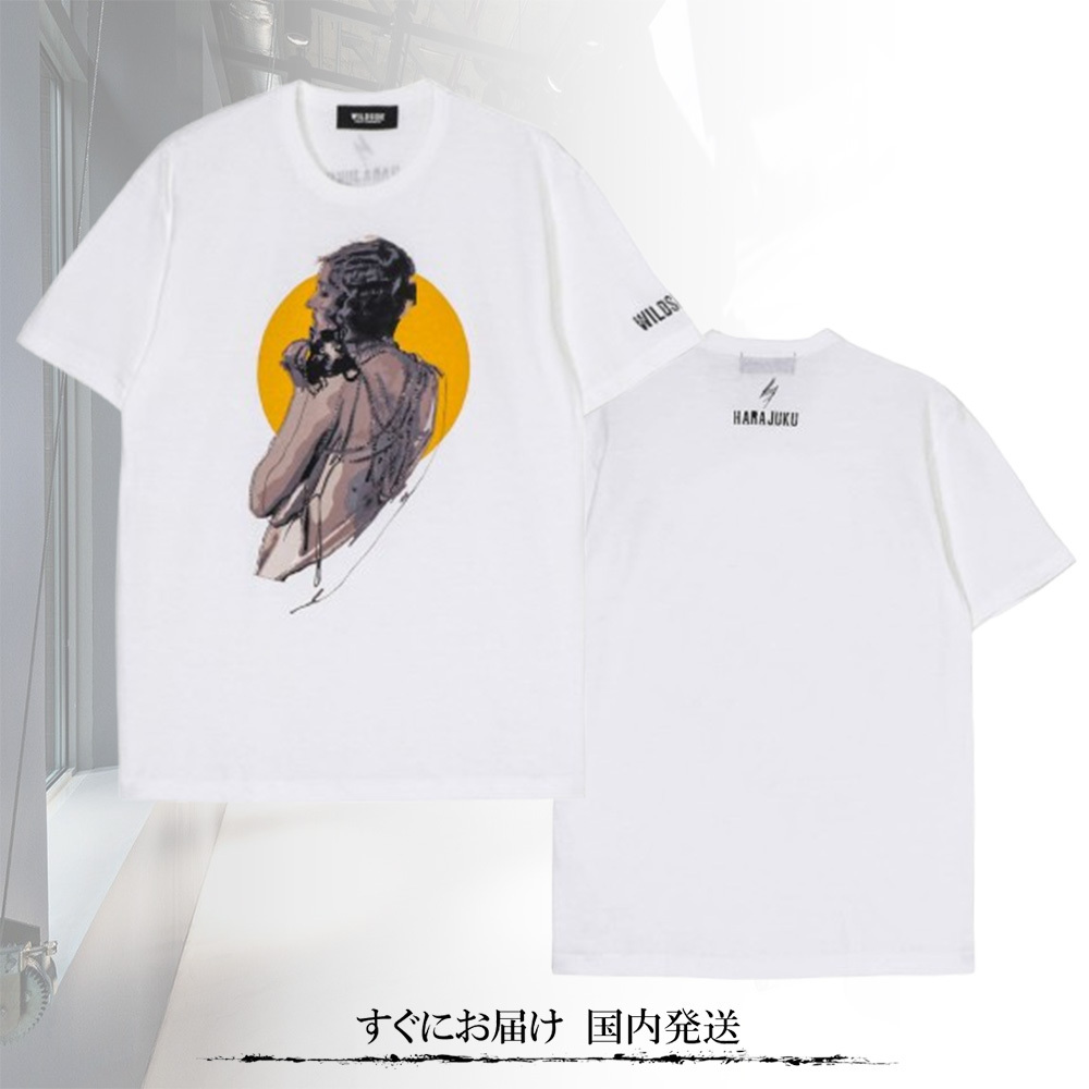 すぐにお届け♪ ヨウジヤマモト アートプリント 猫 女性 Tシャツ