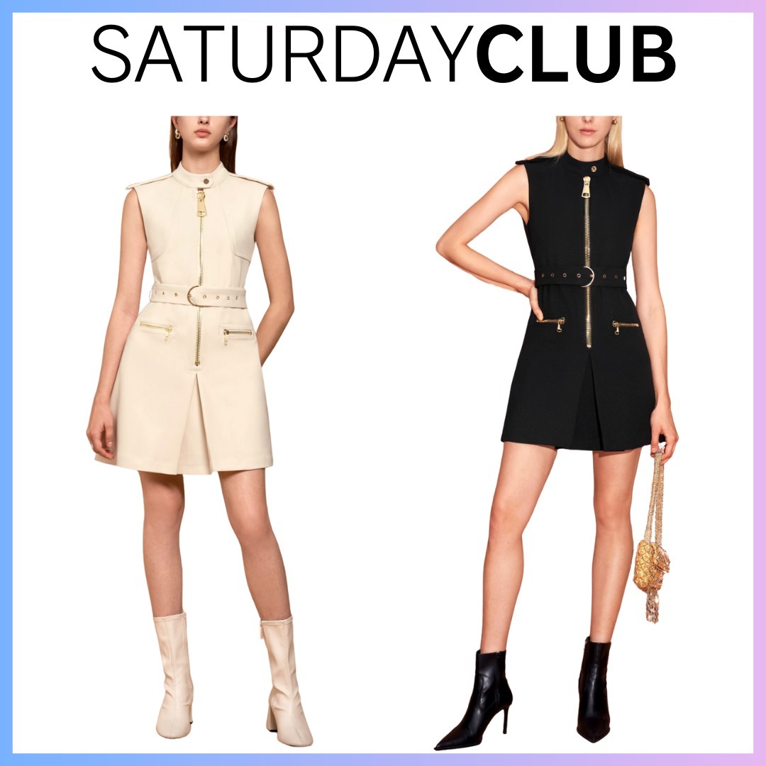 SaturdayClub： ジップアップ ベルト ワンピース