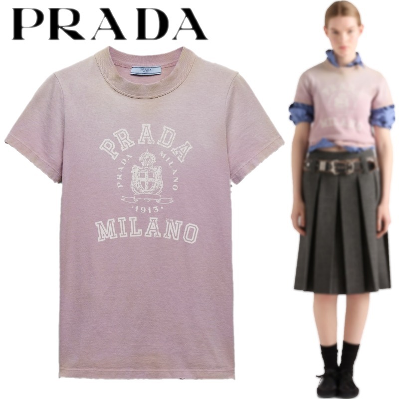 PRADA★プリント入り ジャージー Tシャツ