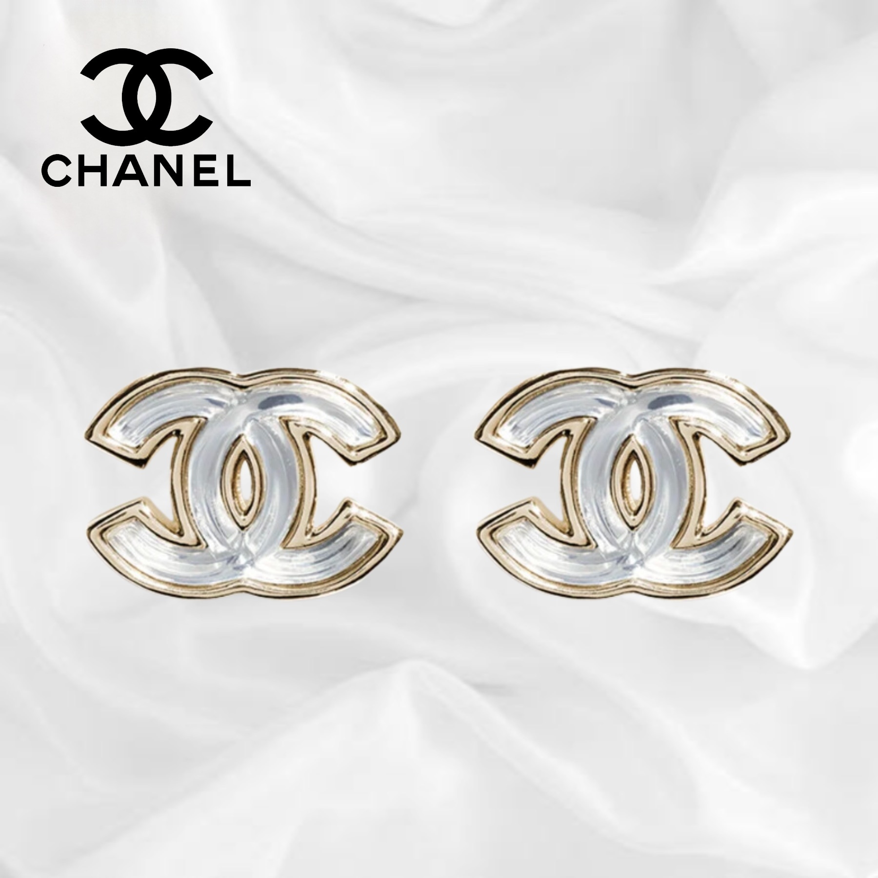 【CHANEL】ピアス ココマーク クリア ロゴ シンプル