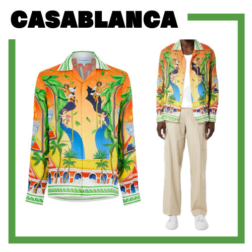 [CASABLANCA]プリントリネンシャツ