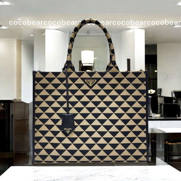 ☆PRADA☆プラダ☆シンボル刺繍ファブリックラージトートバッグ