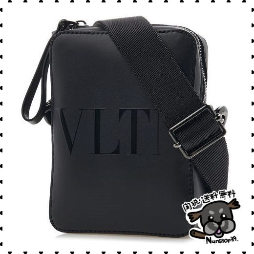 【Valentino Garavani】Black Leather Crossbody Bag
