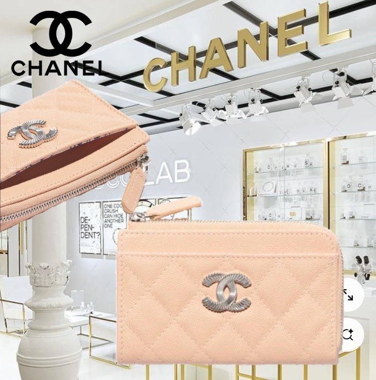 ★超可愛い★ CHANEL ジップカードケース シャイニー グレインド