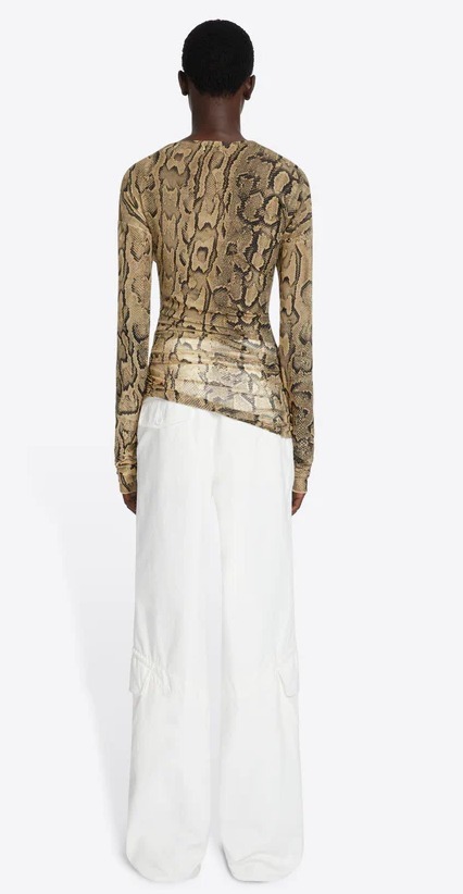 25SS◆Dries Van Noten◆スネークプリント Tシャツ サンド 個性的な【Dries Van Noten】スネークプリント Tシャツ 25SS新作