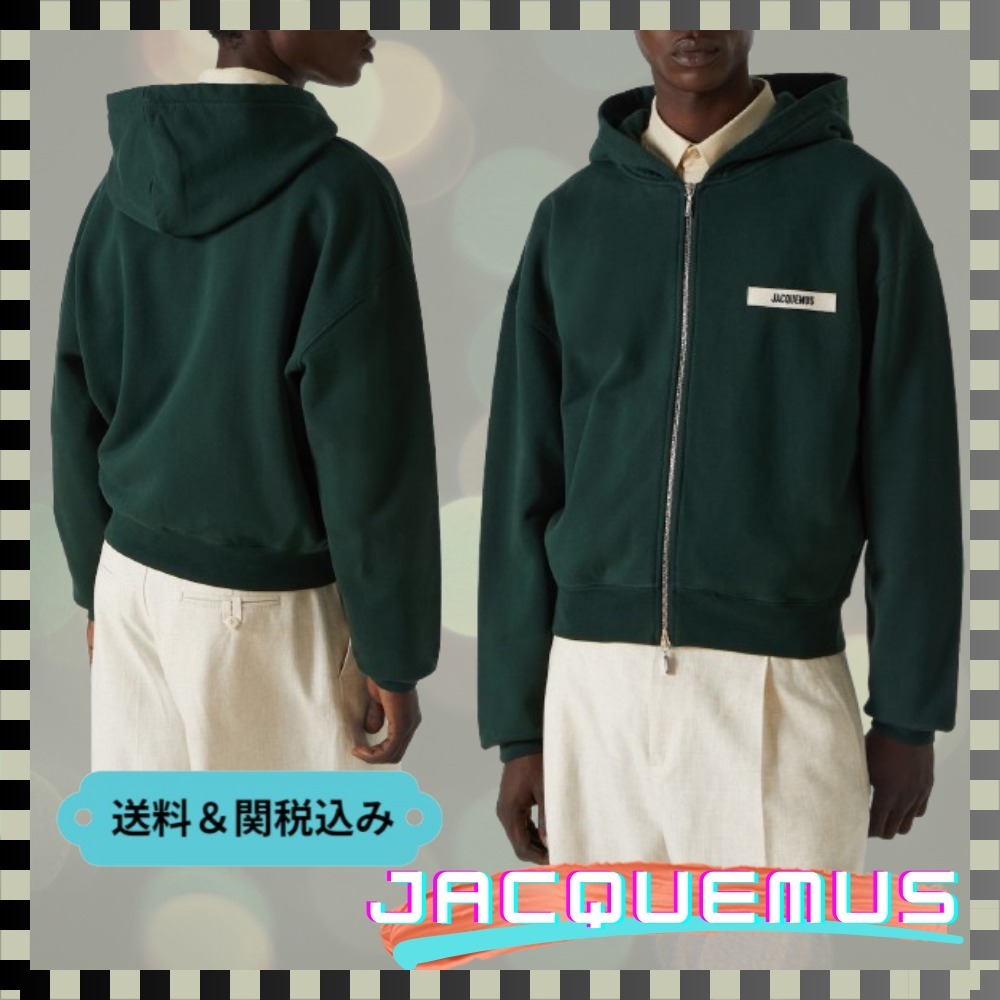 【JACQUEMUS 】コットンジャージー フーディ アップリケ付き JACQUEMUS】コットンジャージー ジップアップパーカー