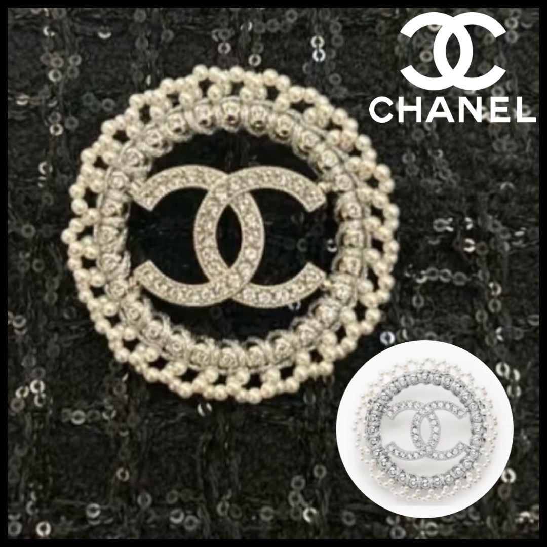 サークル×CCロゴが煌めく♪【CHANEL】25P ブローチ