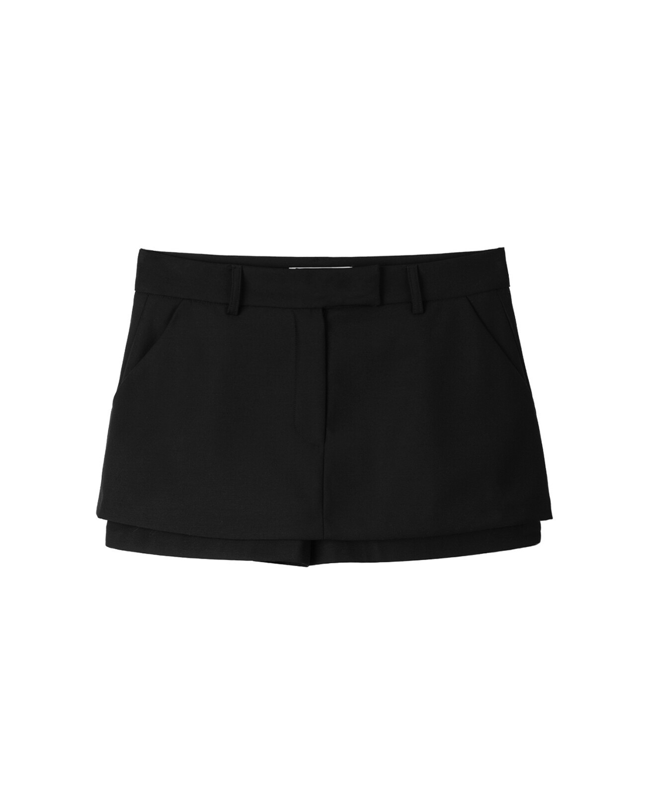 ミニスカート [PORTA]LOW WAIST MINI COTTON SKIRT SHORTS, BLACK