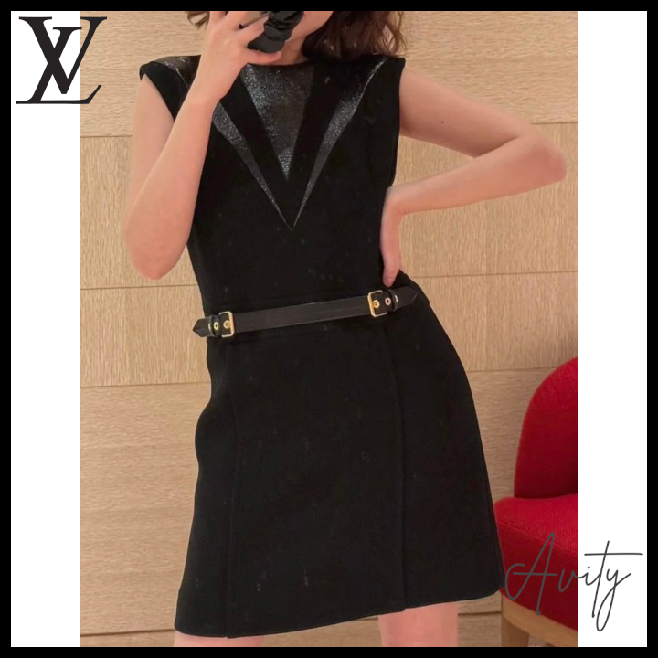 【レザーとシルエットが美しい♪】Louis Vuitton フィットドレス