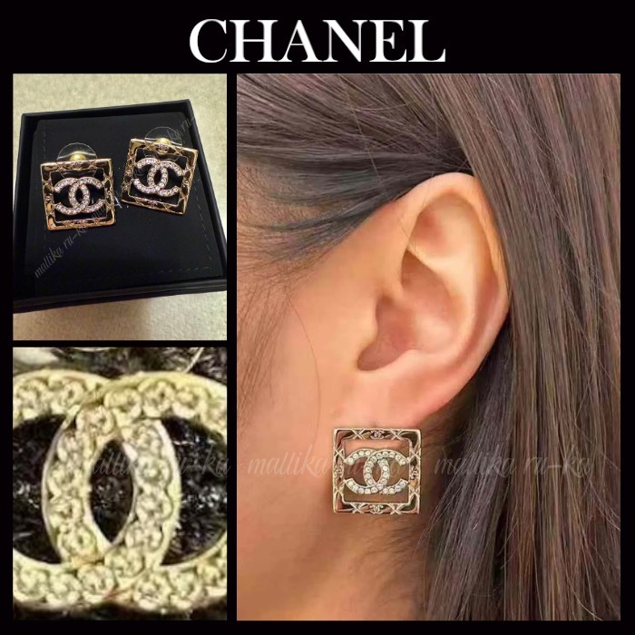 エレガントなスクエア☆【CHANEL】シャネル 25P CCロゴ ピアス