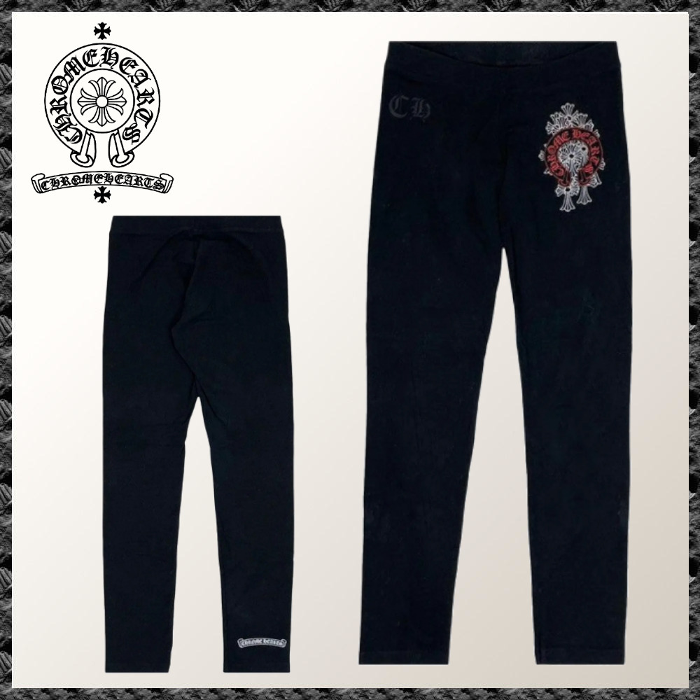希少◆CHROMEHEARTS◆レッドスクロール クロス スウェットパンツ