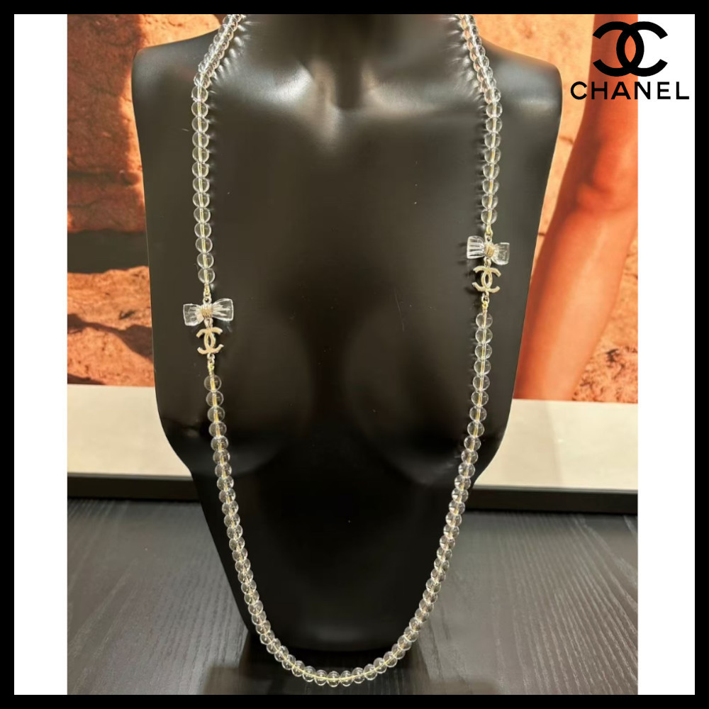 【クリアなリボンが可愛すぎる♪】CHANEL★ロングネックレス