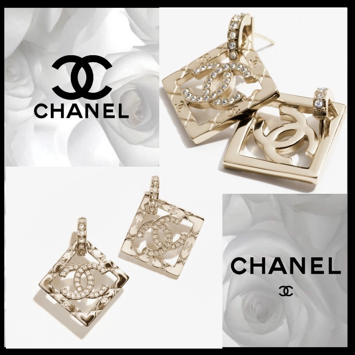 【大人可愛い★】CHANEL ピアス メタル＆ストラス ゴールド