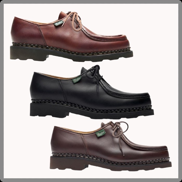 パラブーツ◆Paraboot◆MICHAEL レザーダービーシューズ ロゴ