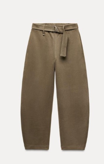 スペイン発送 ZARA ベルト付きサテンワイドパンツ 上品シンプル スペイン発送 ZARA ベルト付きソフトバルーンパンツ トースト