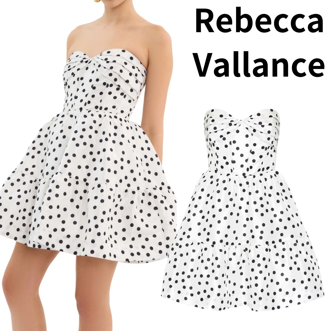【Rebecca Vallance】ドット柄 ストラップレス ミニ ドレス