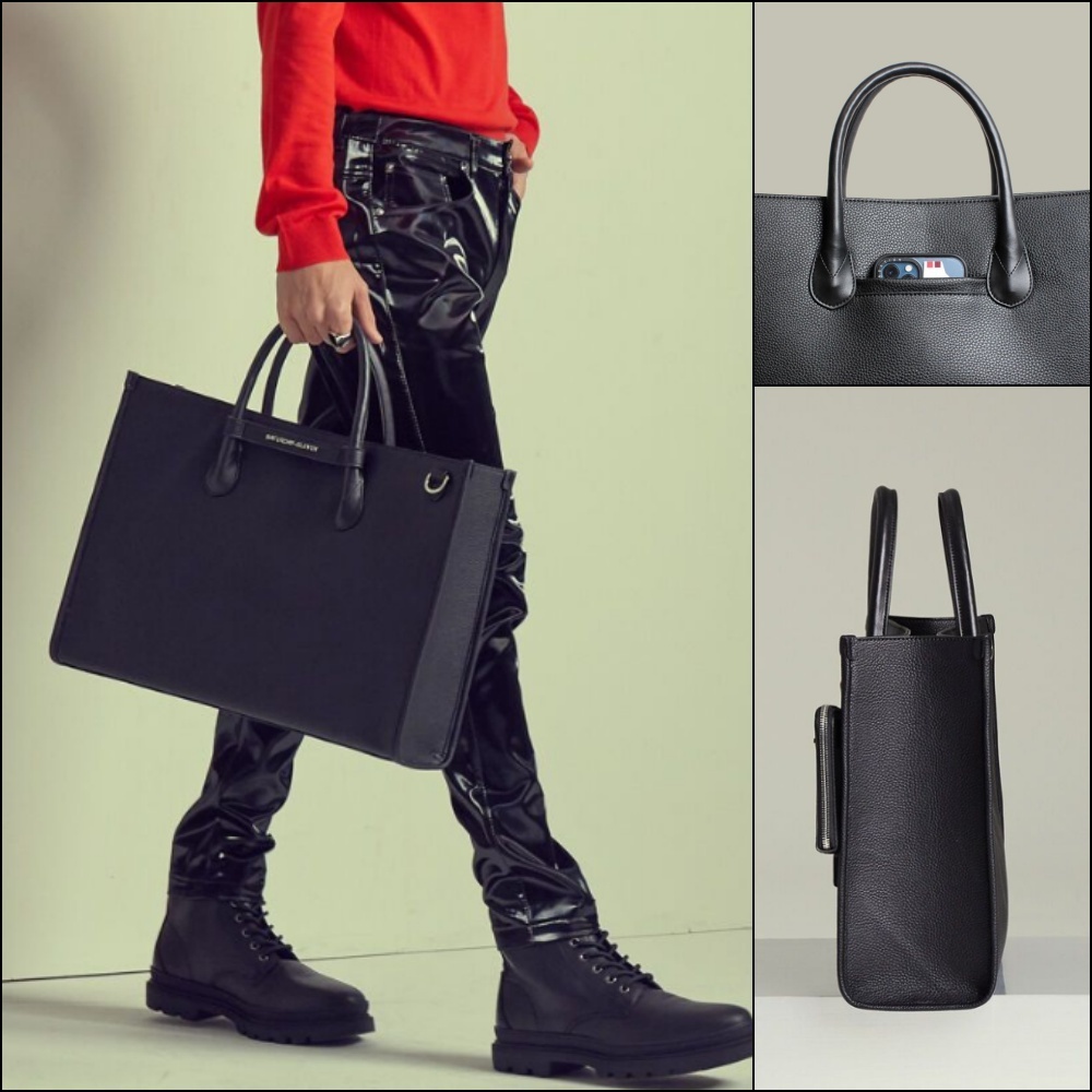 ★SATURDAY ELEVEN★ NO.5 BLACK TOPSTITCHED LEATHER BRIDGE TO