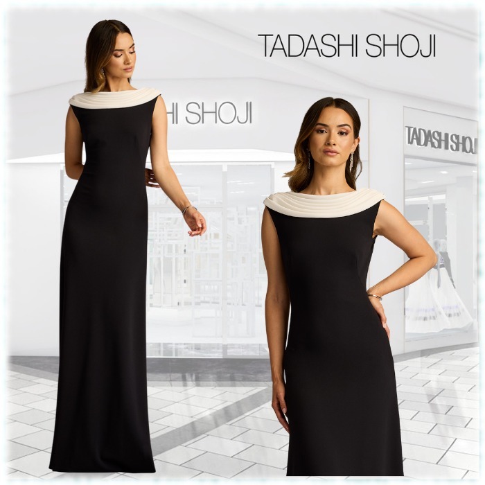 限定!! TADASHI SHOJI 美ライン ドレープ ロングガウン