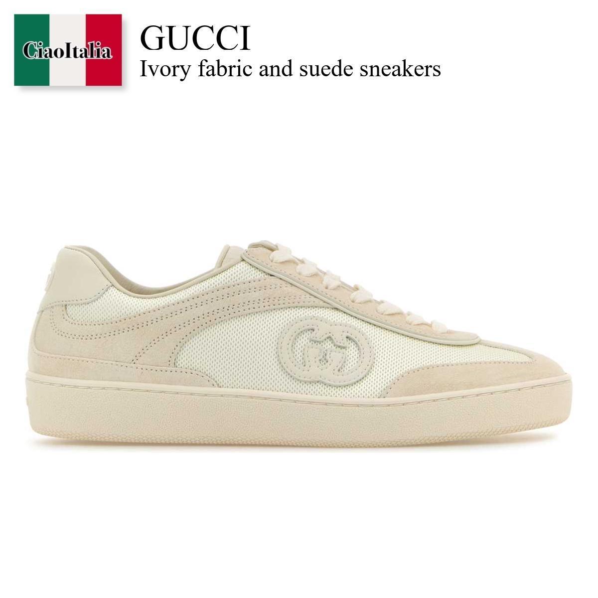 スニーカー Gucci Ivory Fabric And Suede Sneakers