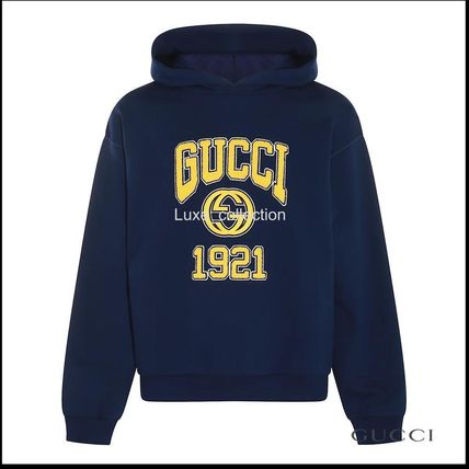 正規店買付【GUCCI】ロゴ ネイビーブルー パーカー Cotton jersey hooded sweatshirt in blue navy | GUCCI® US