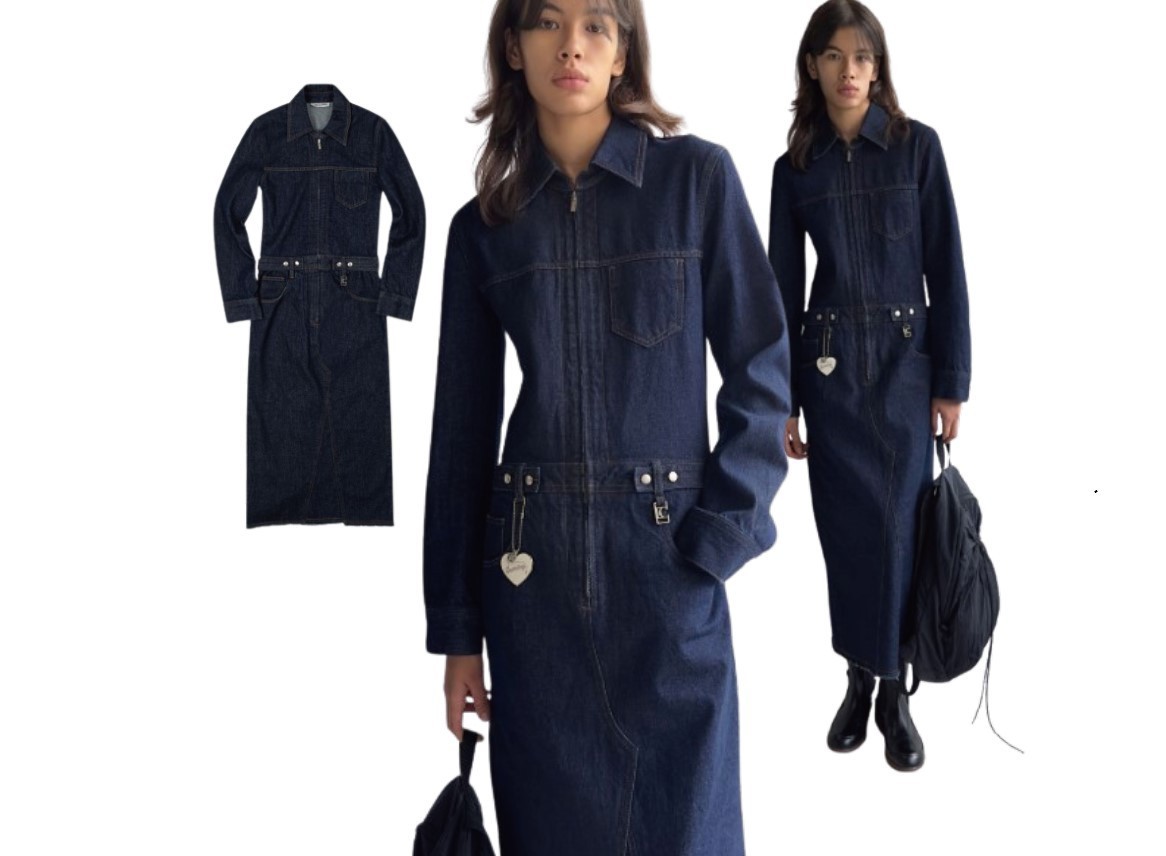 韓国商品/LOWCLASSIC DENIM MAXI DRESS