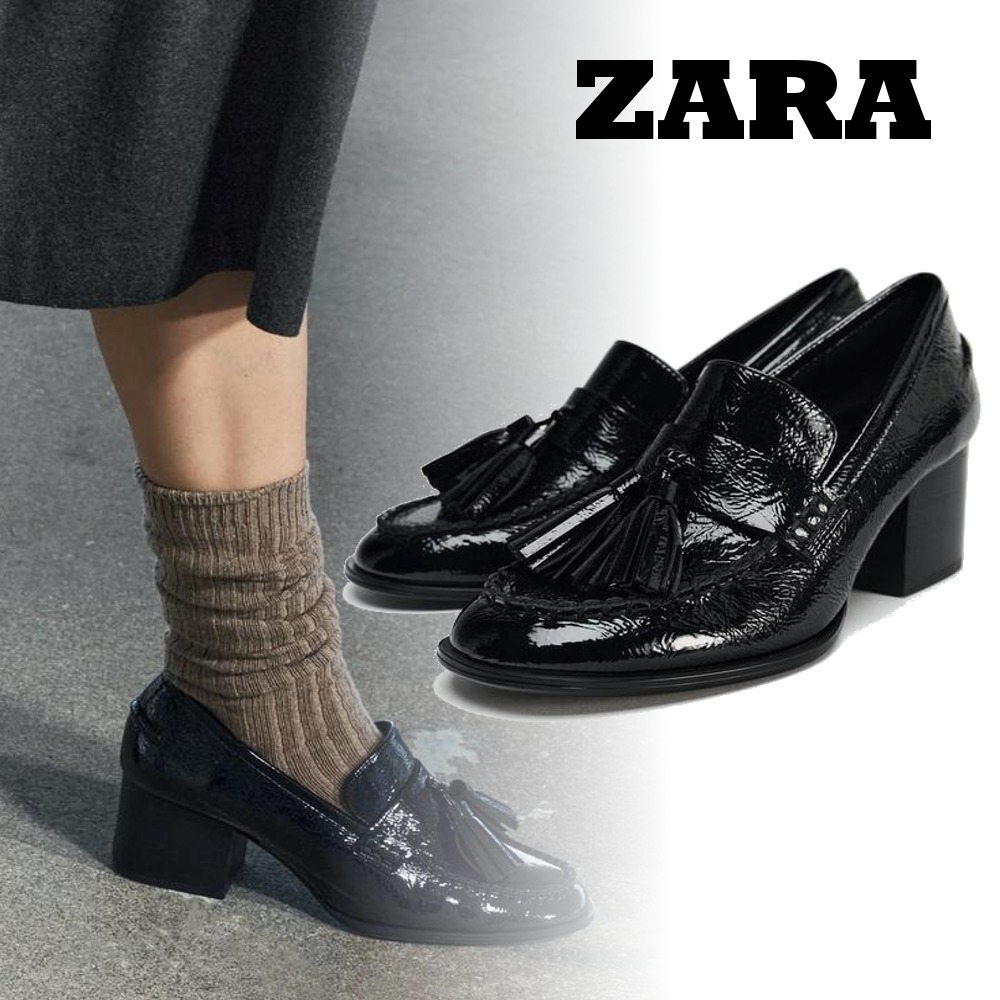 ZARA☆タッセル付きエナメル風ローファー