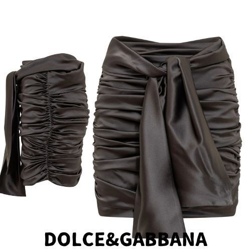 【DOLCE&GABBANA】ミニ ドレープ サテン スカート