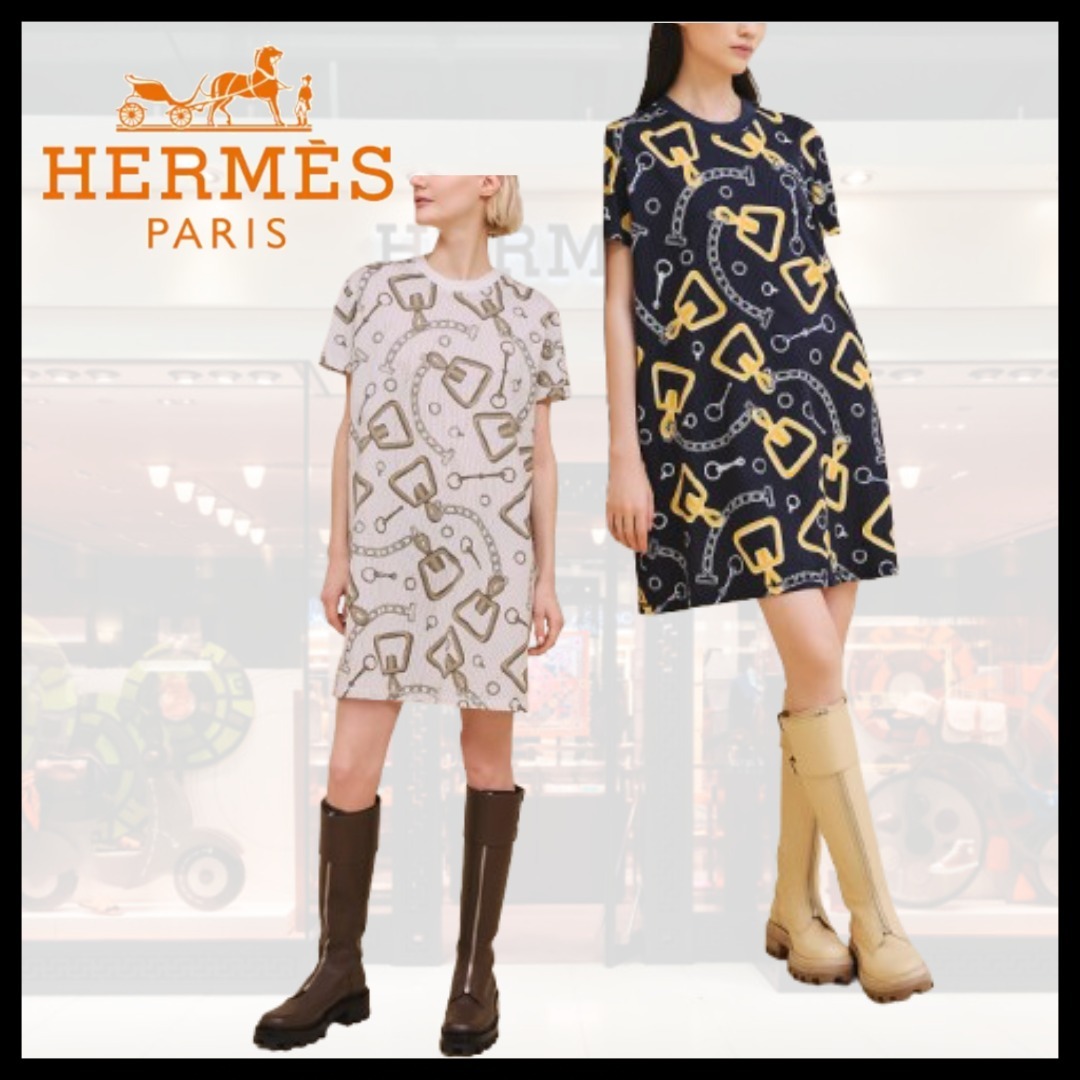 ★オシャレな柄★HERMES カレイドスコープ プリントマキシドレス