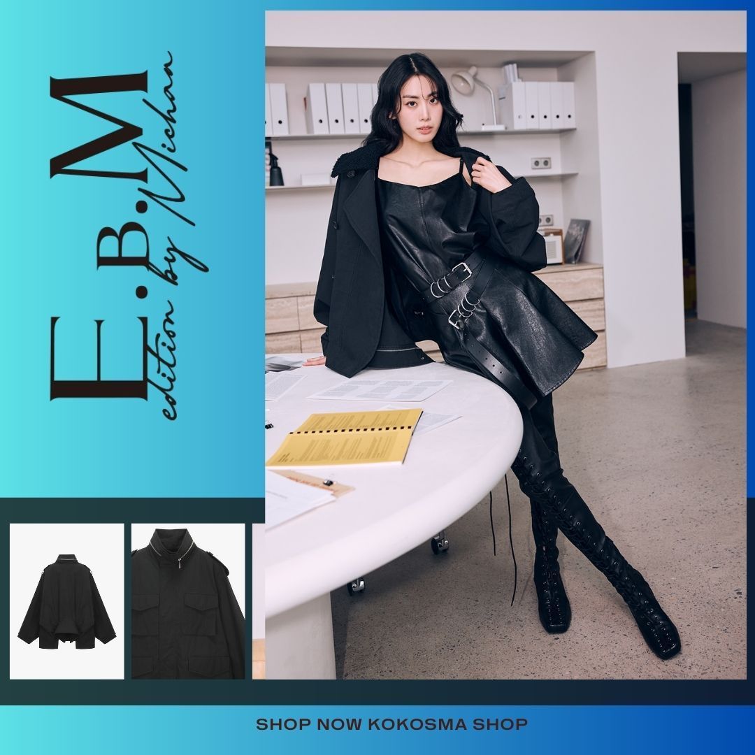 E.B.M[イービーエム] High Neck Band Zip-Up Jumper
