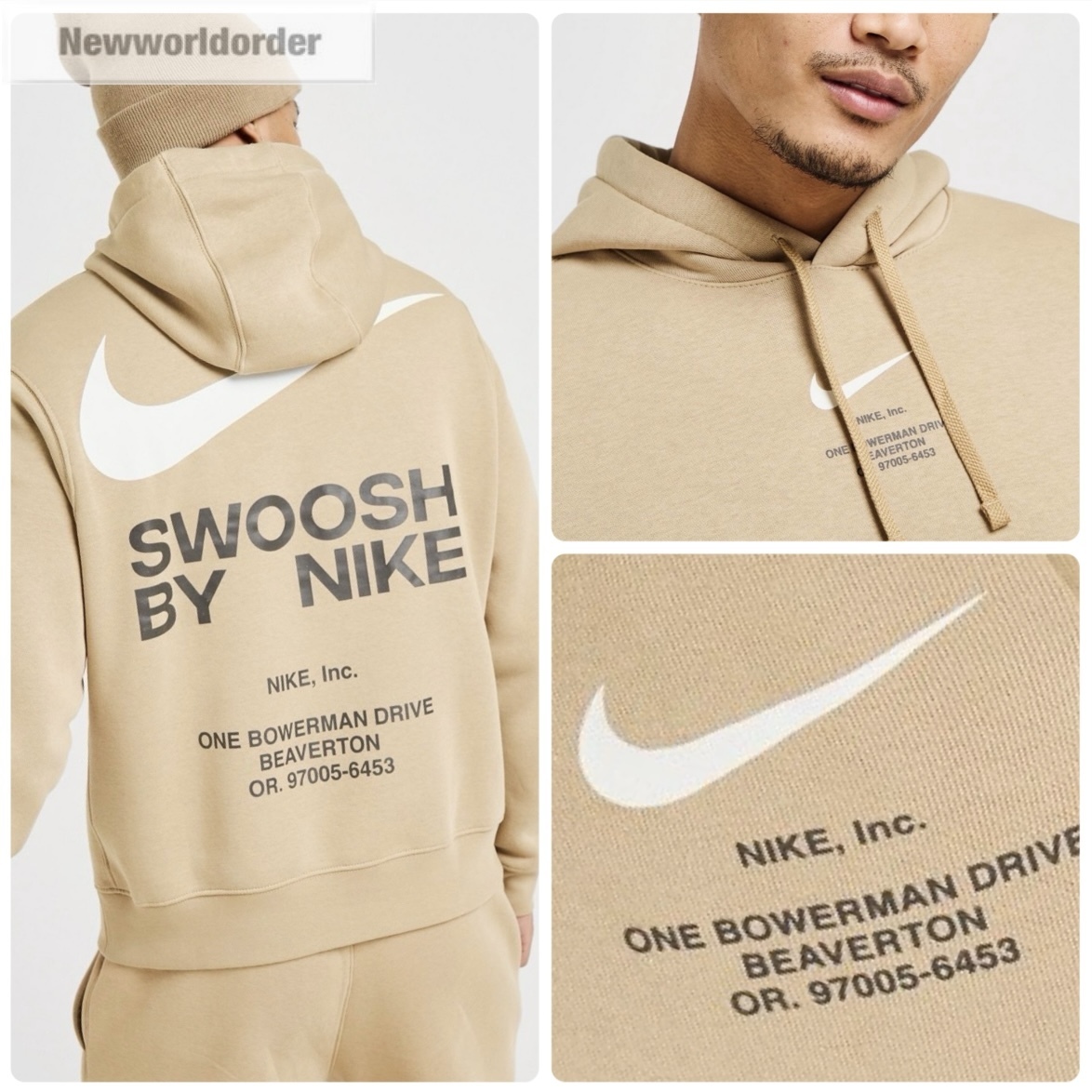 【ミルクティーベージュ】海外限定 Nikeナイキ デザインフーディ
