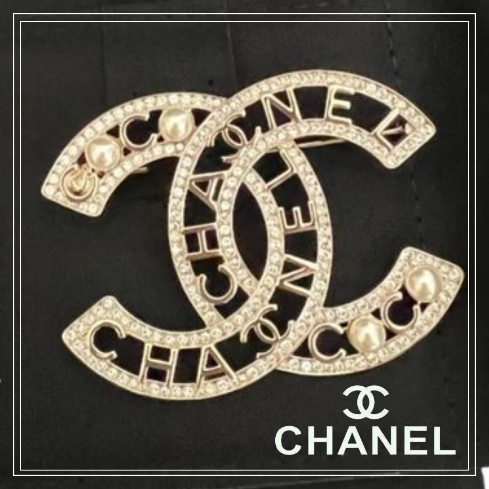【煌めくロゴが可愛い♡】CHANEL ブローチ CCロゴ