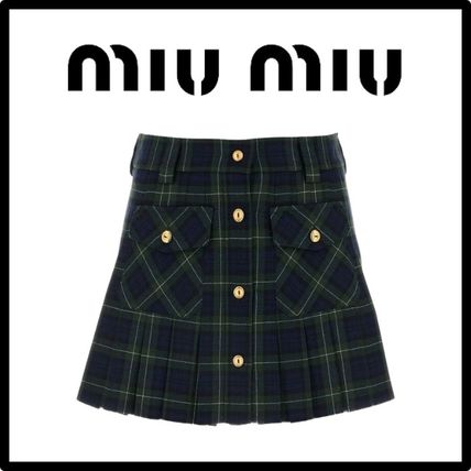 MiuMiu ミュウミュウ スカート ポルカドット ロゴラベル シルク ☆新作☆MIU MIU☆ポルカドット シルクシフォンスカート (MiuMiu