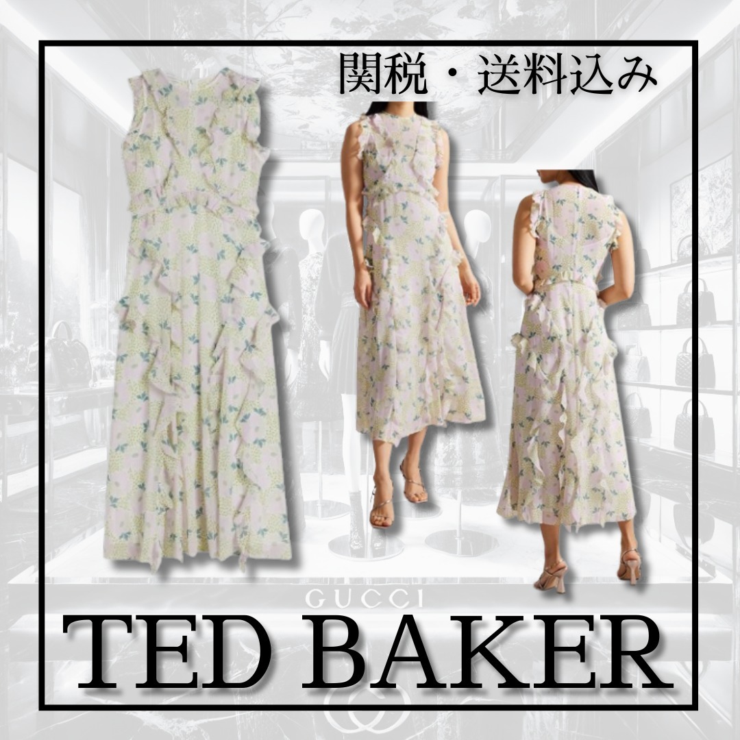 関税込み＊TED BAKER ノースリーブ ウォーターフォール ドレス