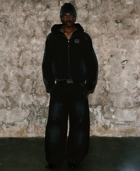 BADBLOOD] Billy Washed Denim Sweat Pants - Blue