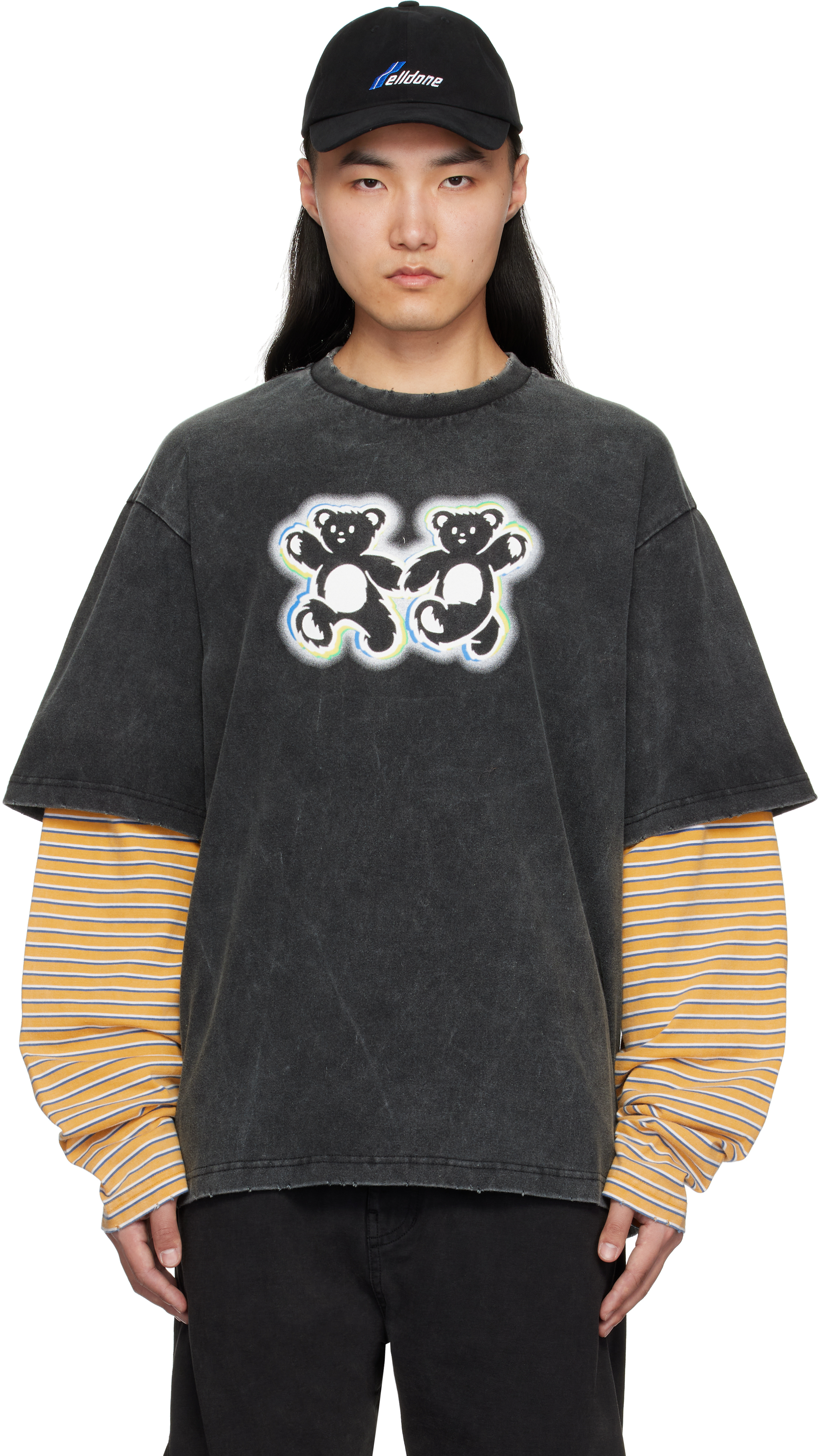 【関税込み】We11done グレー Teddy Twins レイヤード Tシャツ
