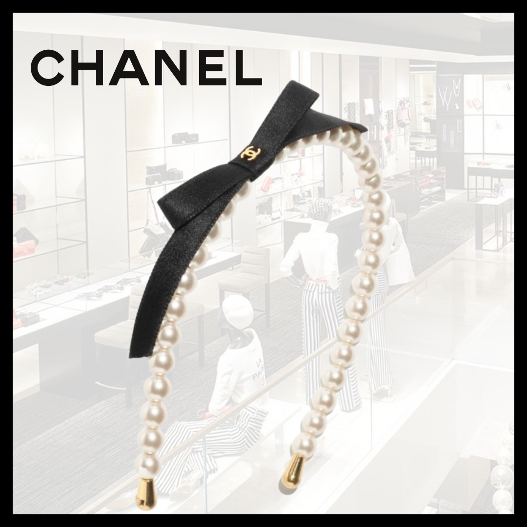 【リボン×パールが可愛すぎる♪】CHANEL カチューシャ CCマーク